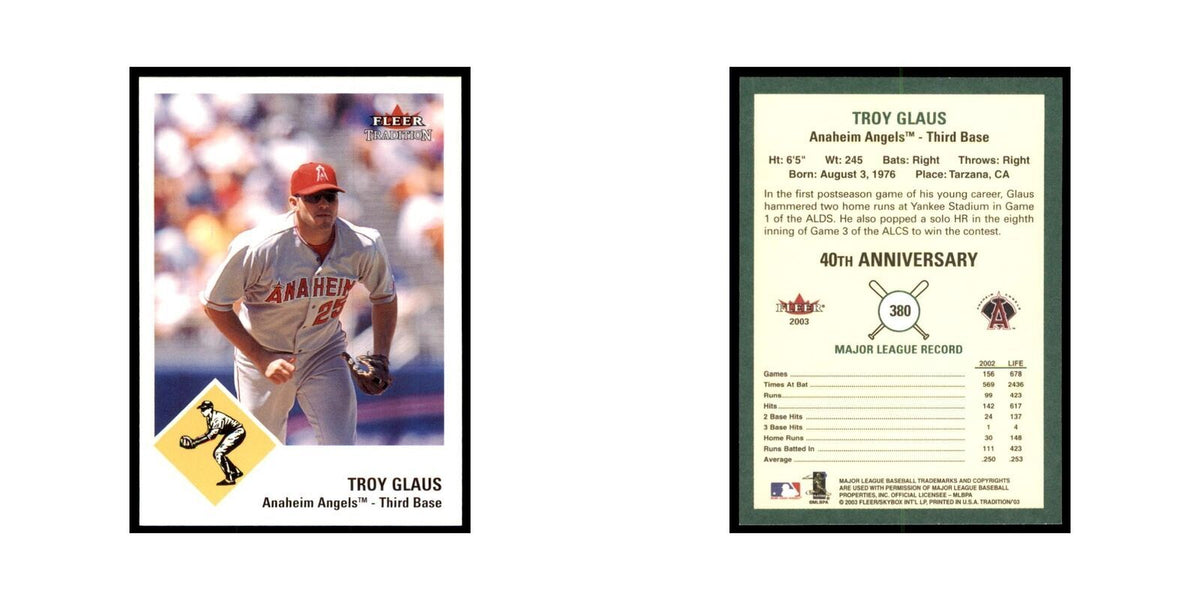 2003 Fleer Tradition Troy Glaus Baseball Cards #380