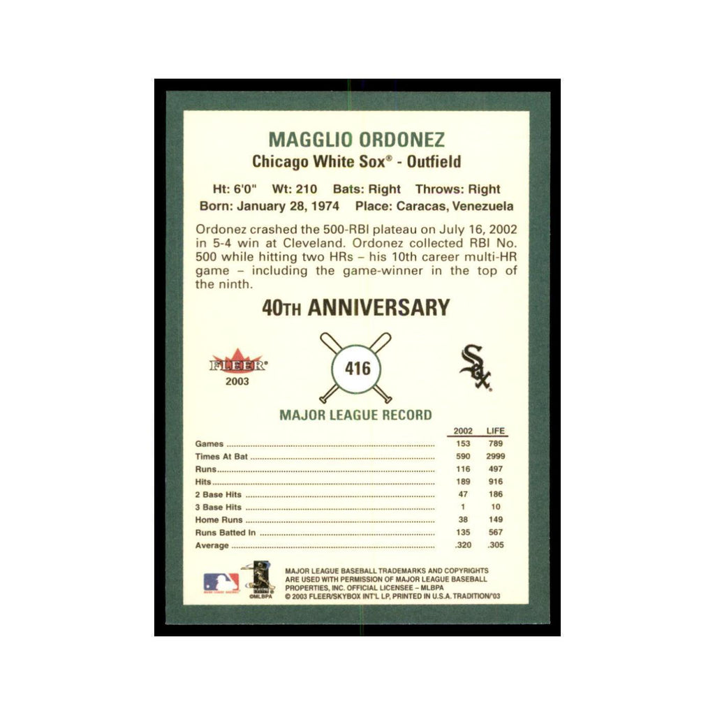 2003 Fleer Tradition Magglio Ordonez Baseball Cards #416