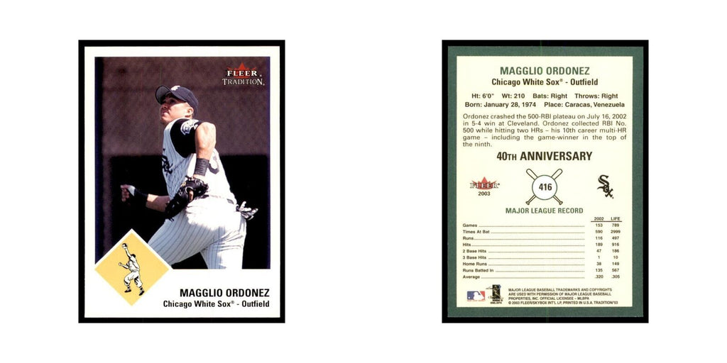 2003 Fleer Tradition Magglio Ordonez Baseball Cards #416