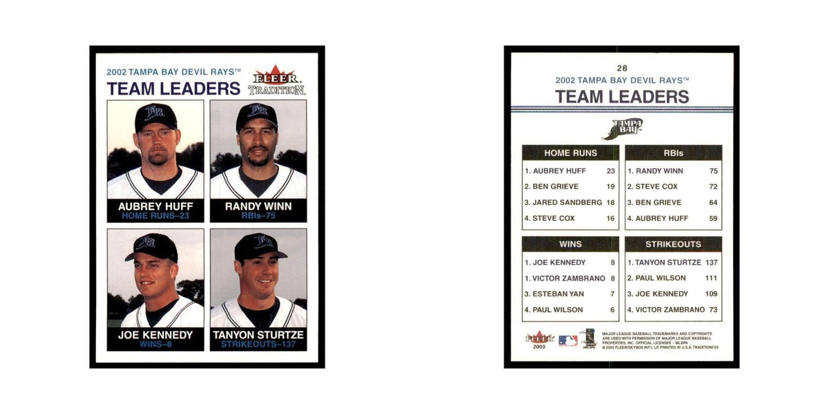 2003 Aubrey Huff/Randy Winn/Joe Kennedy/Tanyon Sturtze Baseball Cards
