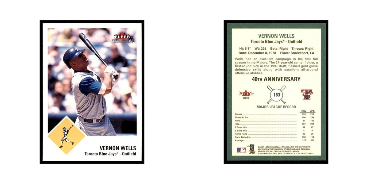 2003 Fleer Tradition Vernon Wells Baseball Cards #183