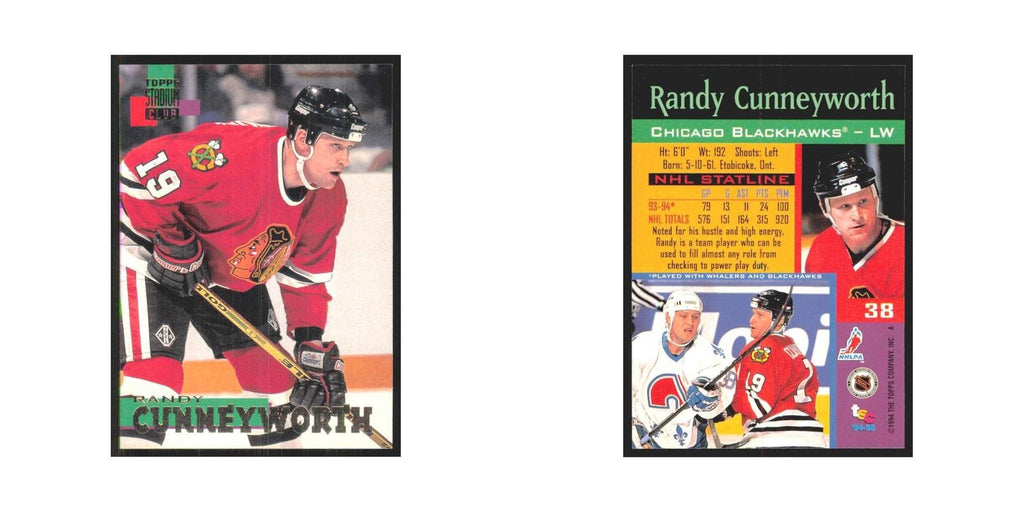 1994 Stadium Club Randy Cunneyworth Chicago Blackhawks #38