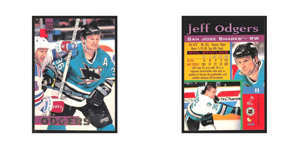 1994 Stadium Club Jeff Odgers San Jose Sharks #11