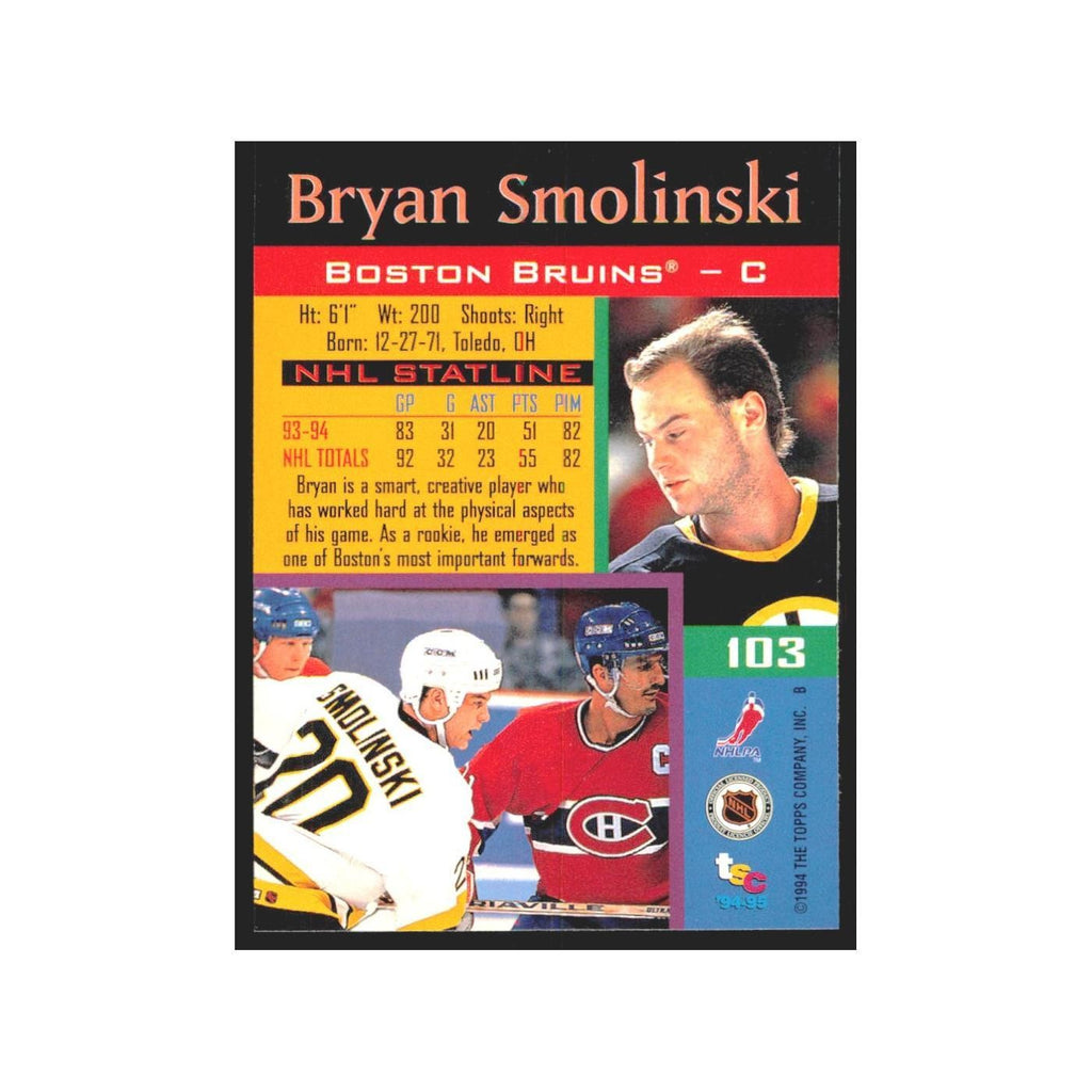 1994 Stadium Club Bryan Smolinski Boston Bruins #103
