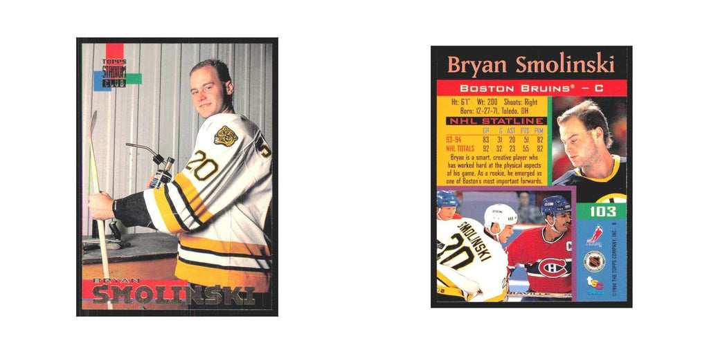 1994 Stadium Club Bryan Smolinski Boston Bruins #103