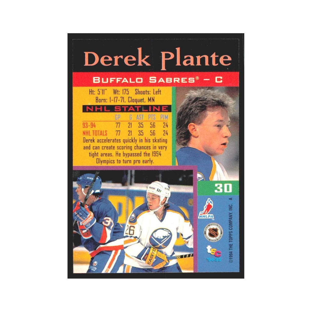 1994 Stadium Club Derek Plante Buffalo Sabres #30