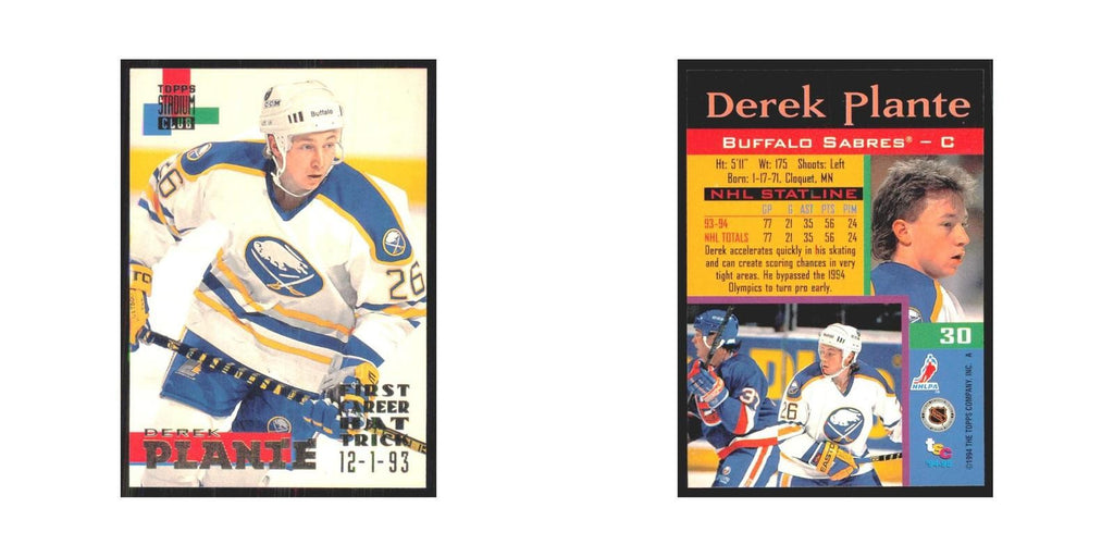 1994 Stadium Club Derek Plante Buffalo Sabres #30