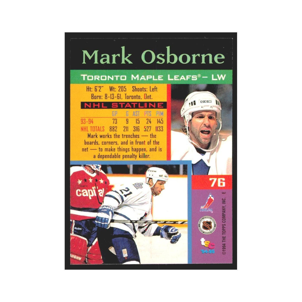 1994 Stadium Club Mark Osborne Toronto Maple Leafs #76