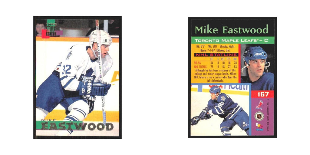 1994 Stadium Club Mike Eastwood Toronto Maple Leafs #167