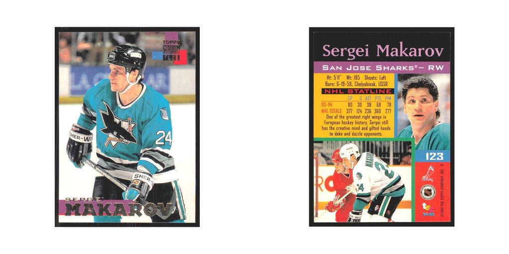 1994 Stadium Club Sergei Makarov San Jose Sharks #123