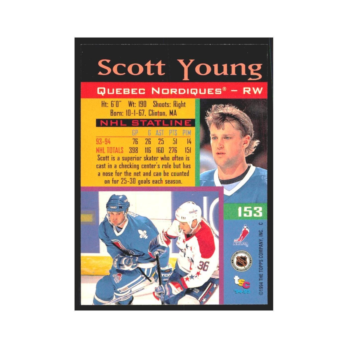 1994 Stadium Club Scott Young Quebec Nordiques #153