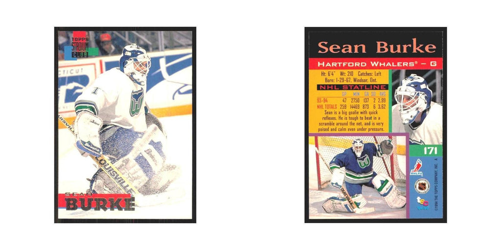 1994 Stadium Club Sean Burke Hartford Whalers #171