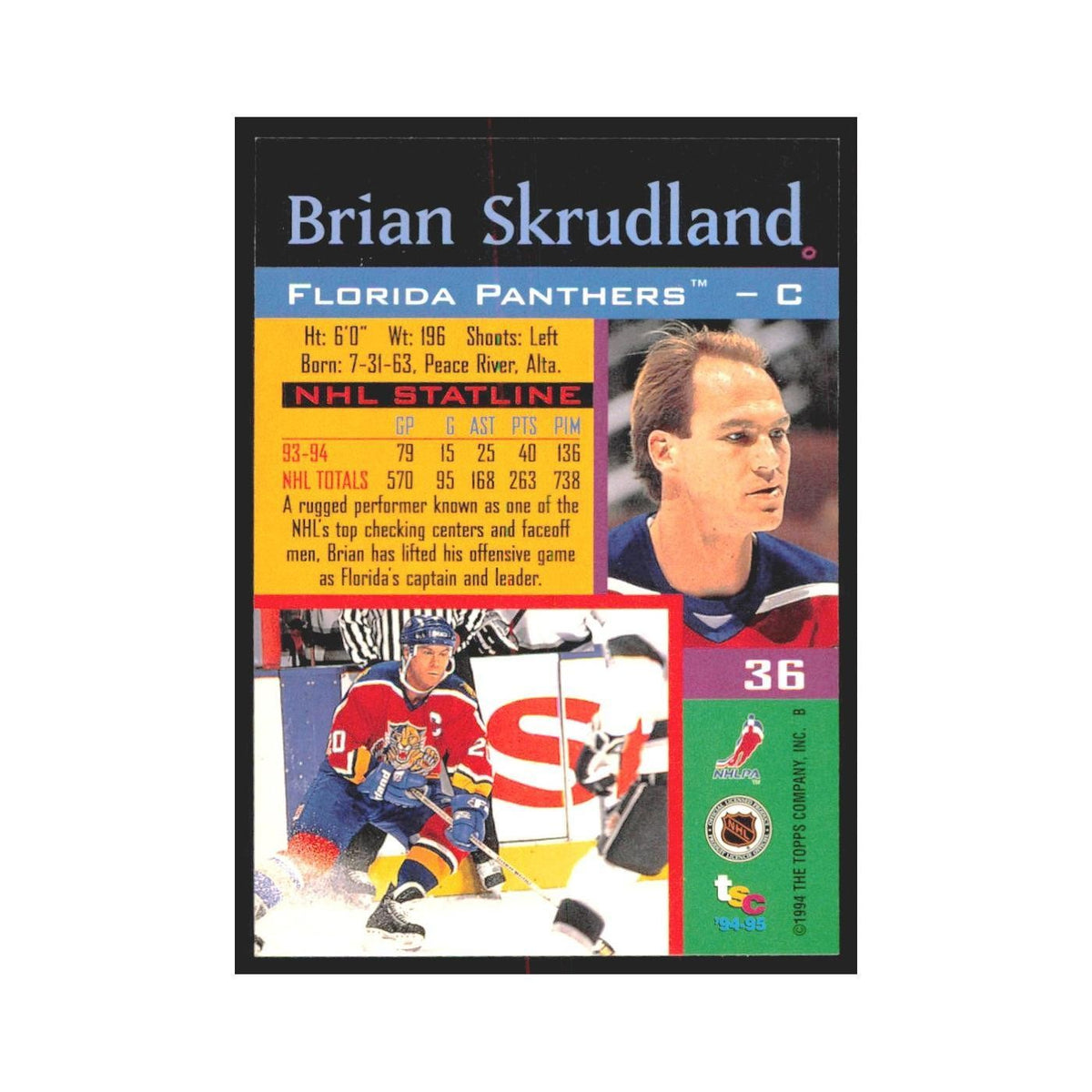 1994 Stadium Club Brian Skrudland Florida Panthers #36