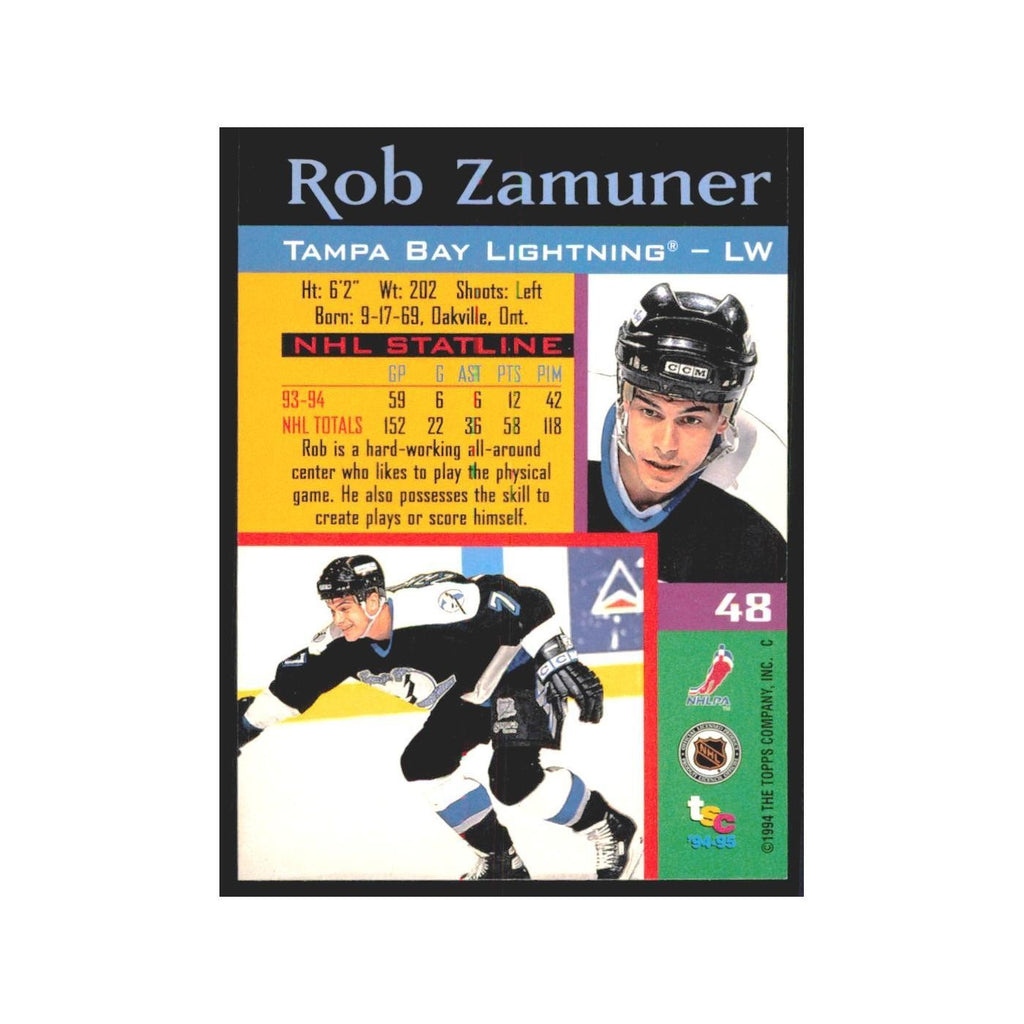 1994 Stadium Club Rob Zamuner Tampa Bay Lightning #48