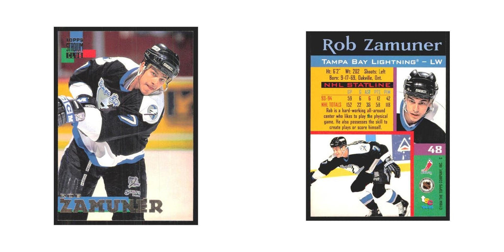 1994 Stadium Club Rob Zamuner Tampa Bay Lightning #48