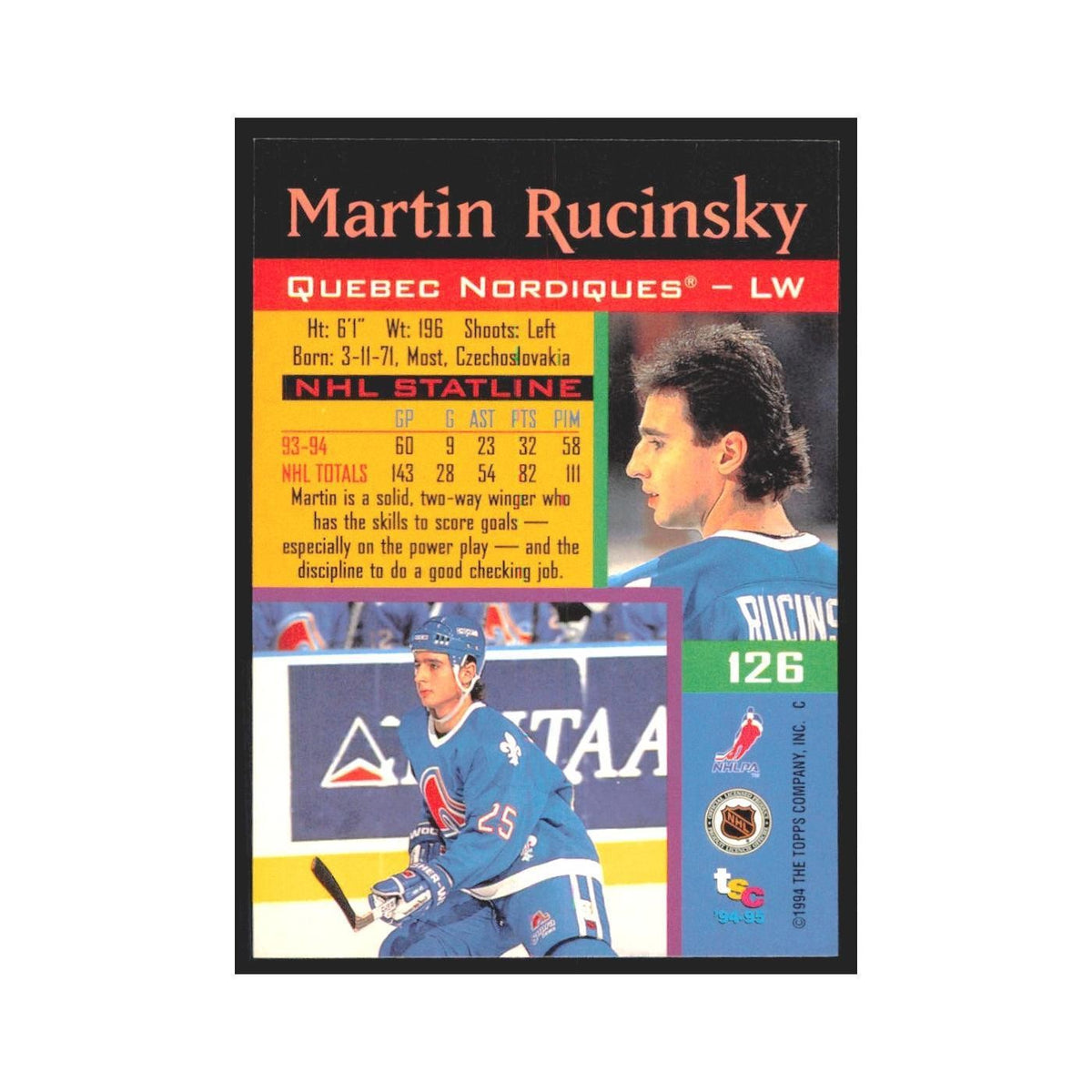 1994 Stadium Club Martin Brochu Quebec Nordigues #126