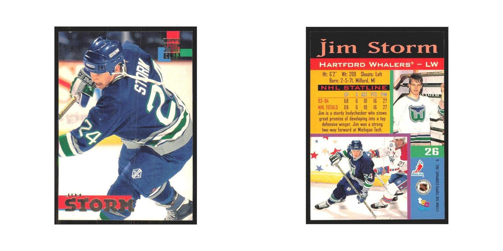 1994 Stadium Club Jim Storm Hartford Whalers #26
