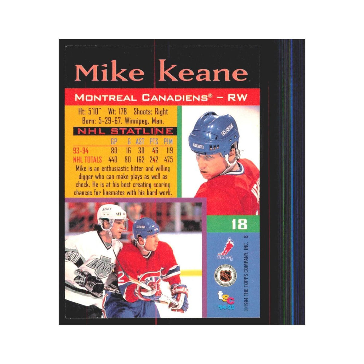 1994 Stadium Club Mike Keane Montreal Canadiens #18