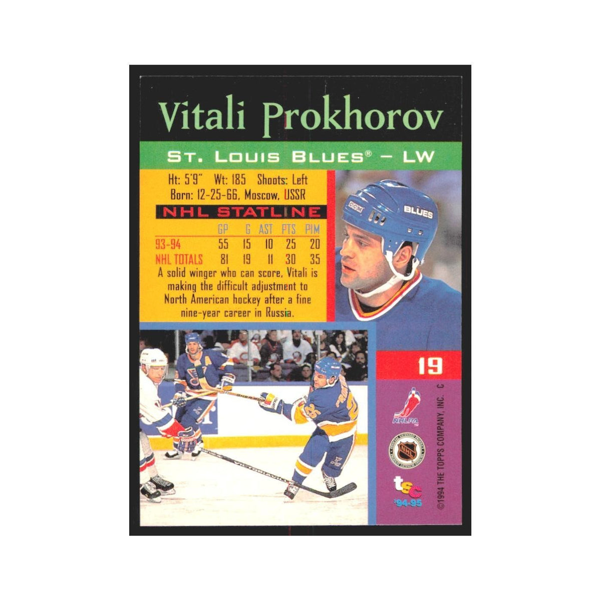 1994 Stadium Club Vitali Prokhorov St. Louis Blues #19