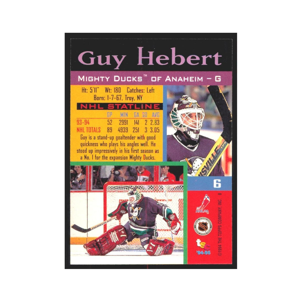 1994 Stadium Club Guy Hebert Anaheim Mighty Ducks #6