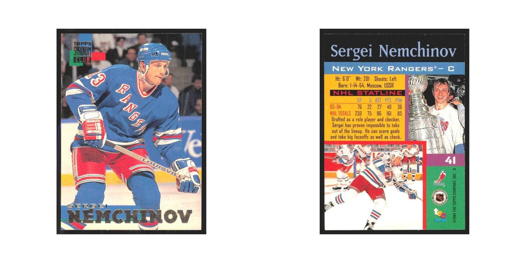 1994 Stadium Club Sergei Nemchinov New York Rangers #41