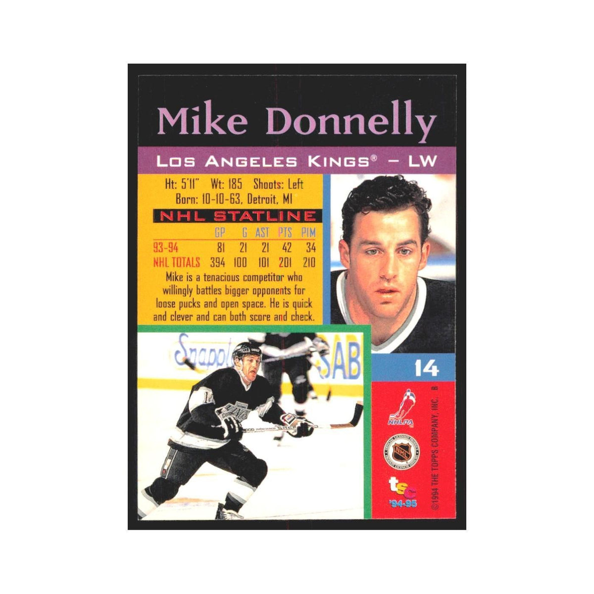 1994 Stadium Club Mike Donnelly Los Angeles Kings #14