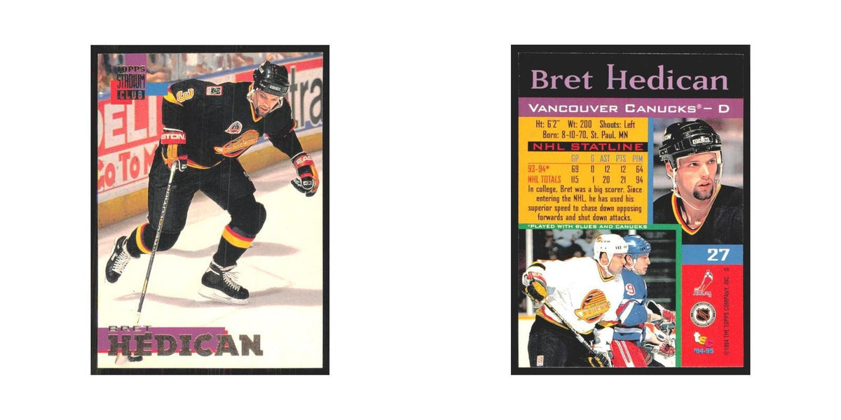 1994 Stadium Club Bret Hedican Vancouver Canucks #27