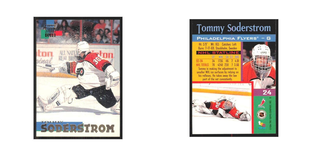 1994 Stadium Club Tommy Soderstrom Philadelphia Flyers #24