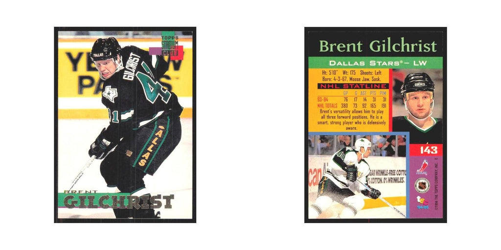1994 Stadium Club Brent Gilchrist Dallas Stars #143
