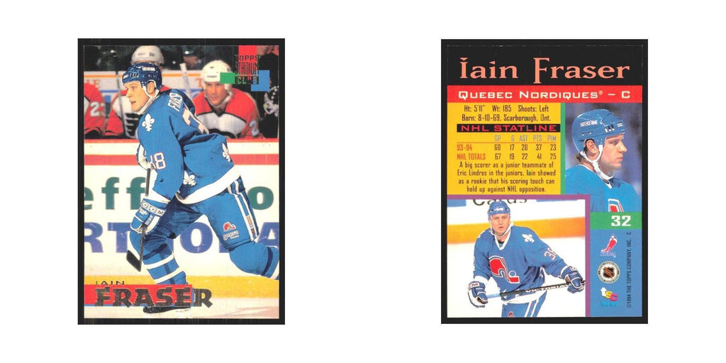 1994 Stadium Club Iain Fraser Quebec Nordiques #32