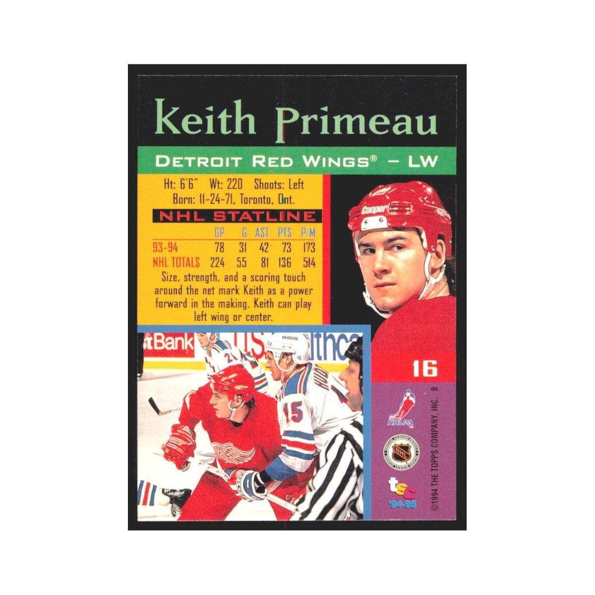 1994 Stadium Club Keith Primeau Detroit Red Wings #16