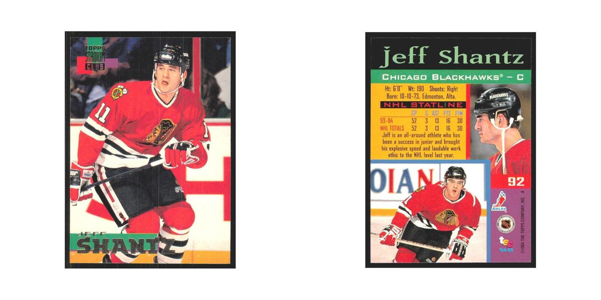 1994 Stadium Club Jeff Shantz Chicago Blackhawks #92