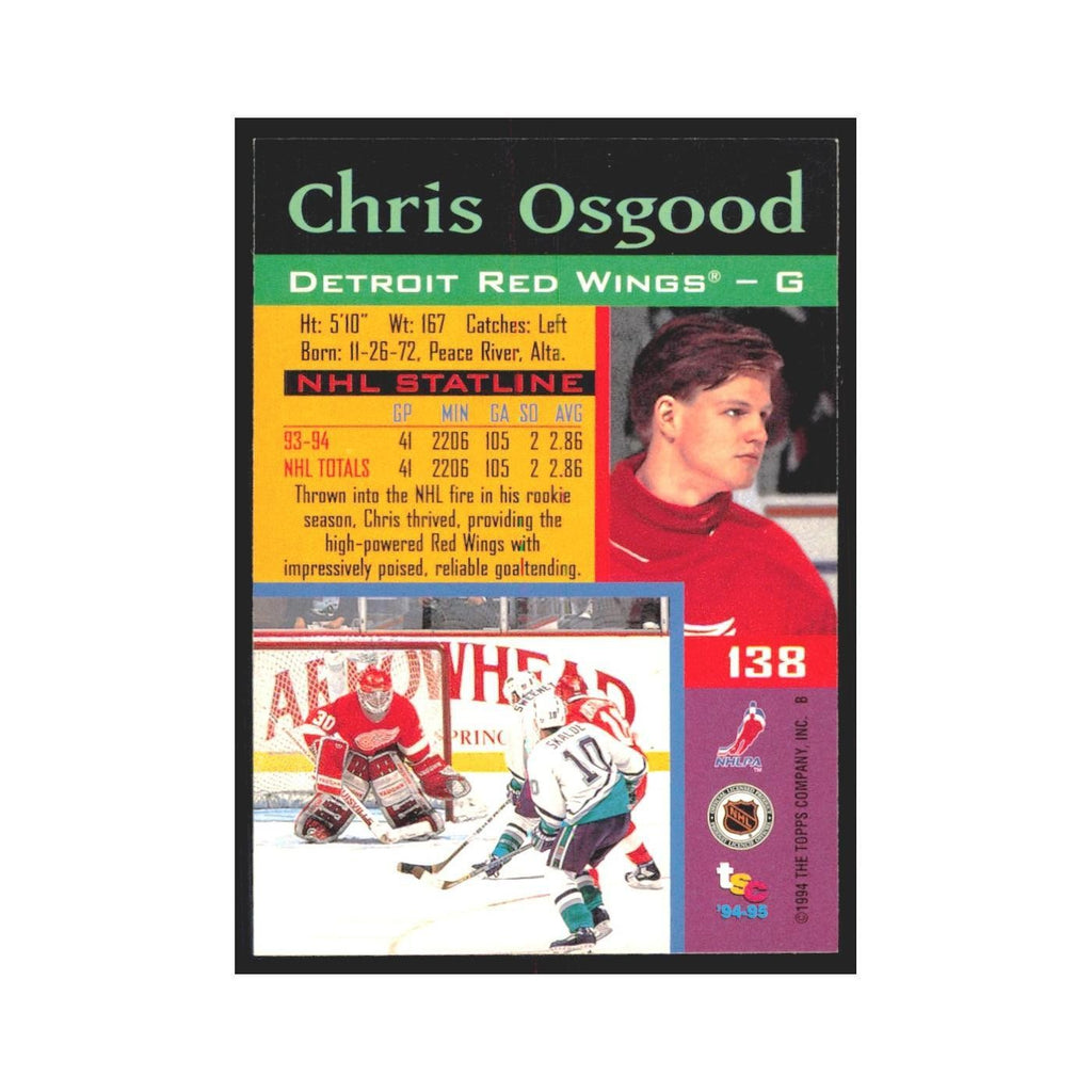 1994 Stadium Club Chris Osgood Detroit Red Wings #138