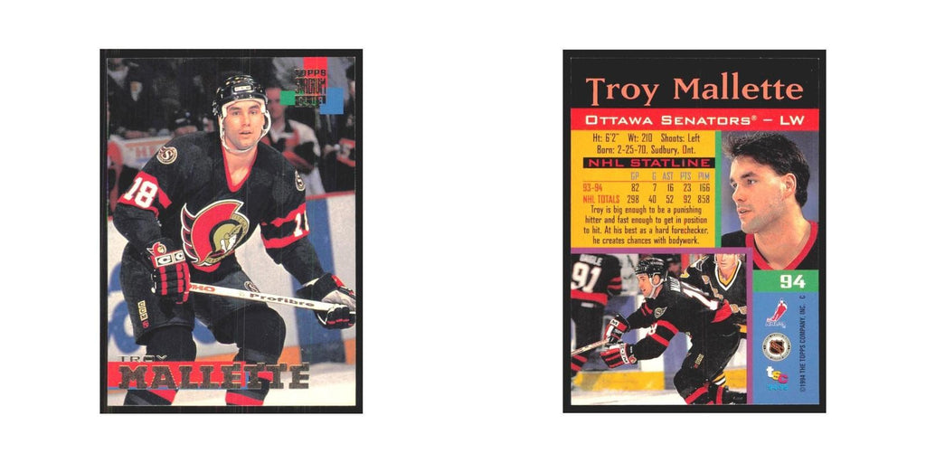 1994 Stadium Club Troy Mallette Ottawa Senators #94