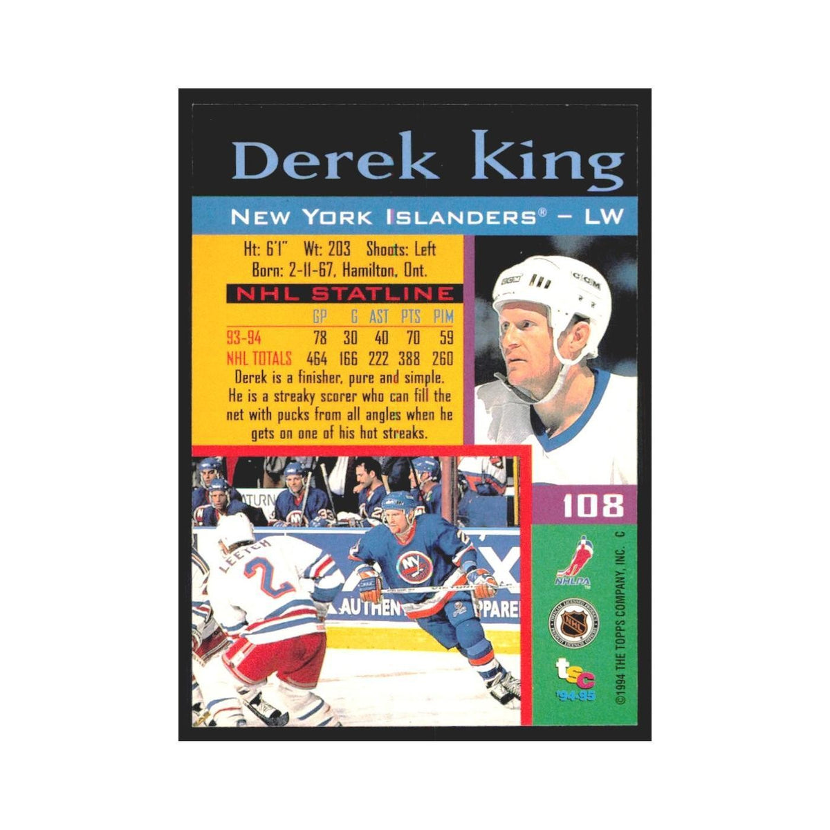 1994 Stadium Club Derek King New York Islanders #108