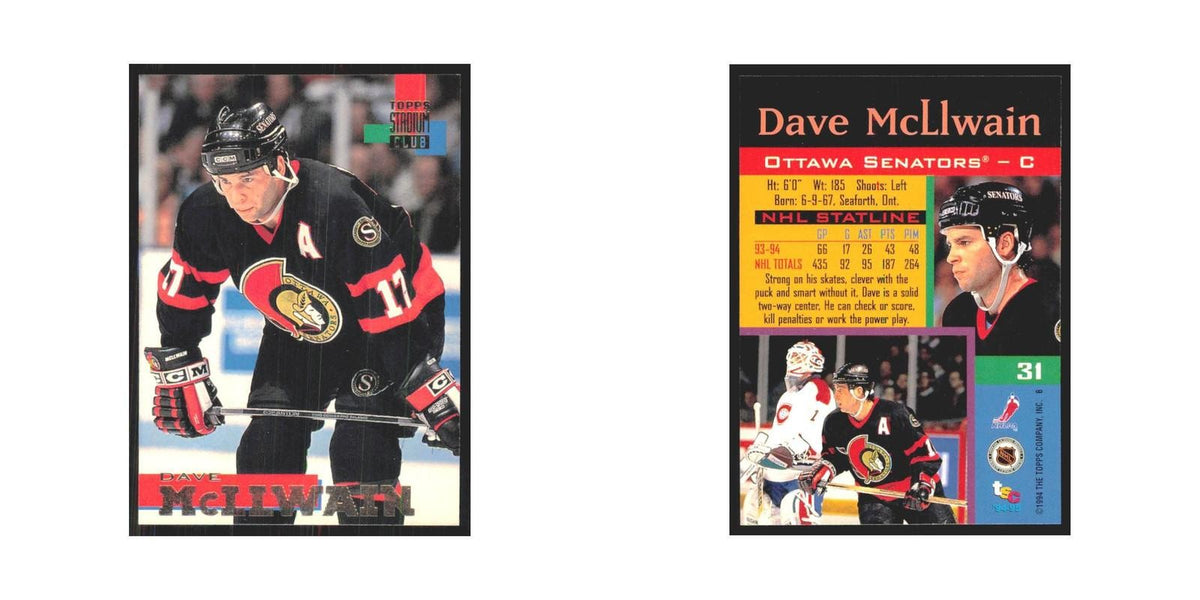 1994 Stadium Club Dave McLlwain Ottawa Senators #31