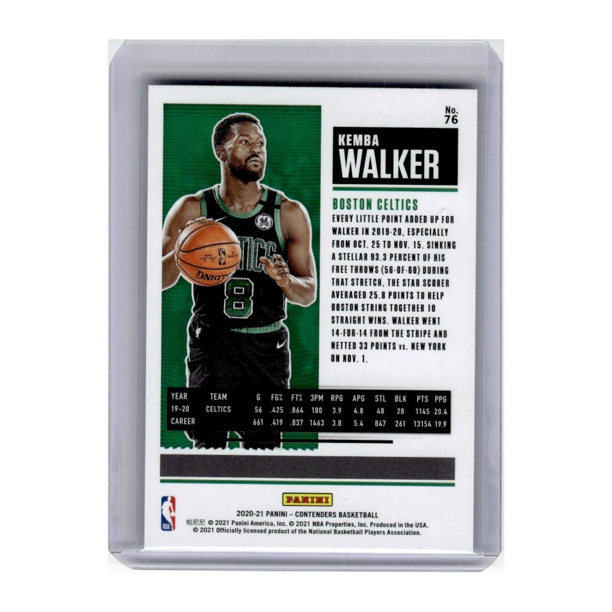 2020 Panini Contenders Kemba Walker Celtics #86