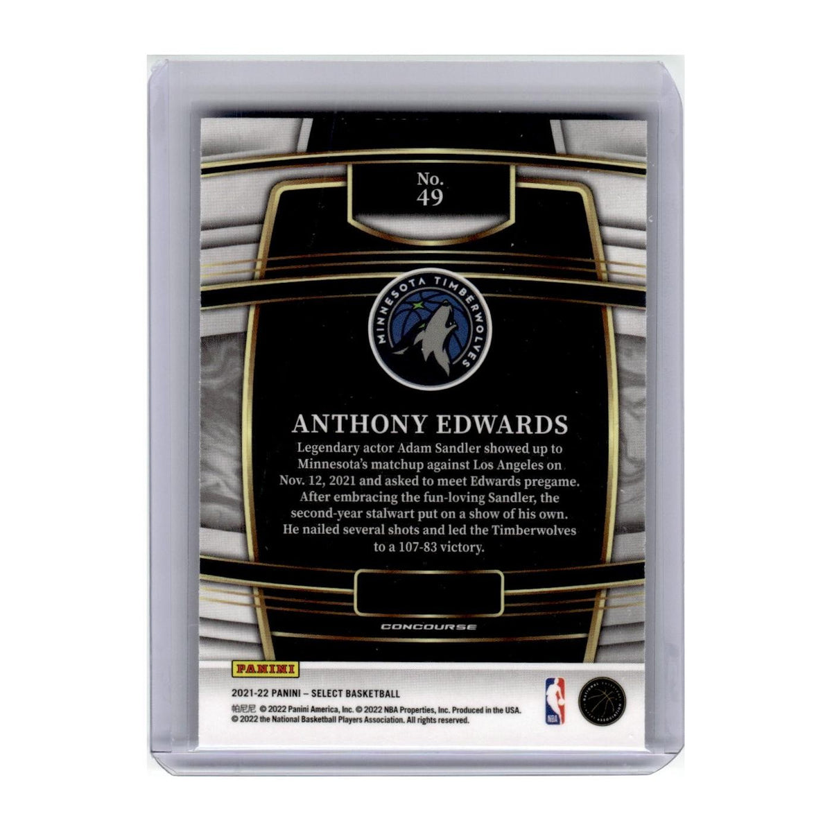2021 Panini Anthony Edwards Timberwolves #49