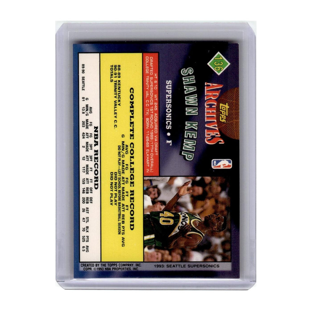 1992 Topps Archives Shawn Kemp Seattle SuperSonics #136