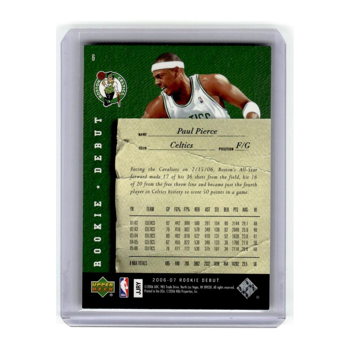 2006 Upper Deck Rookie Debut Paul Pierce Celtics #6