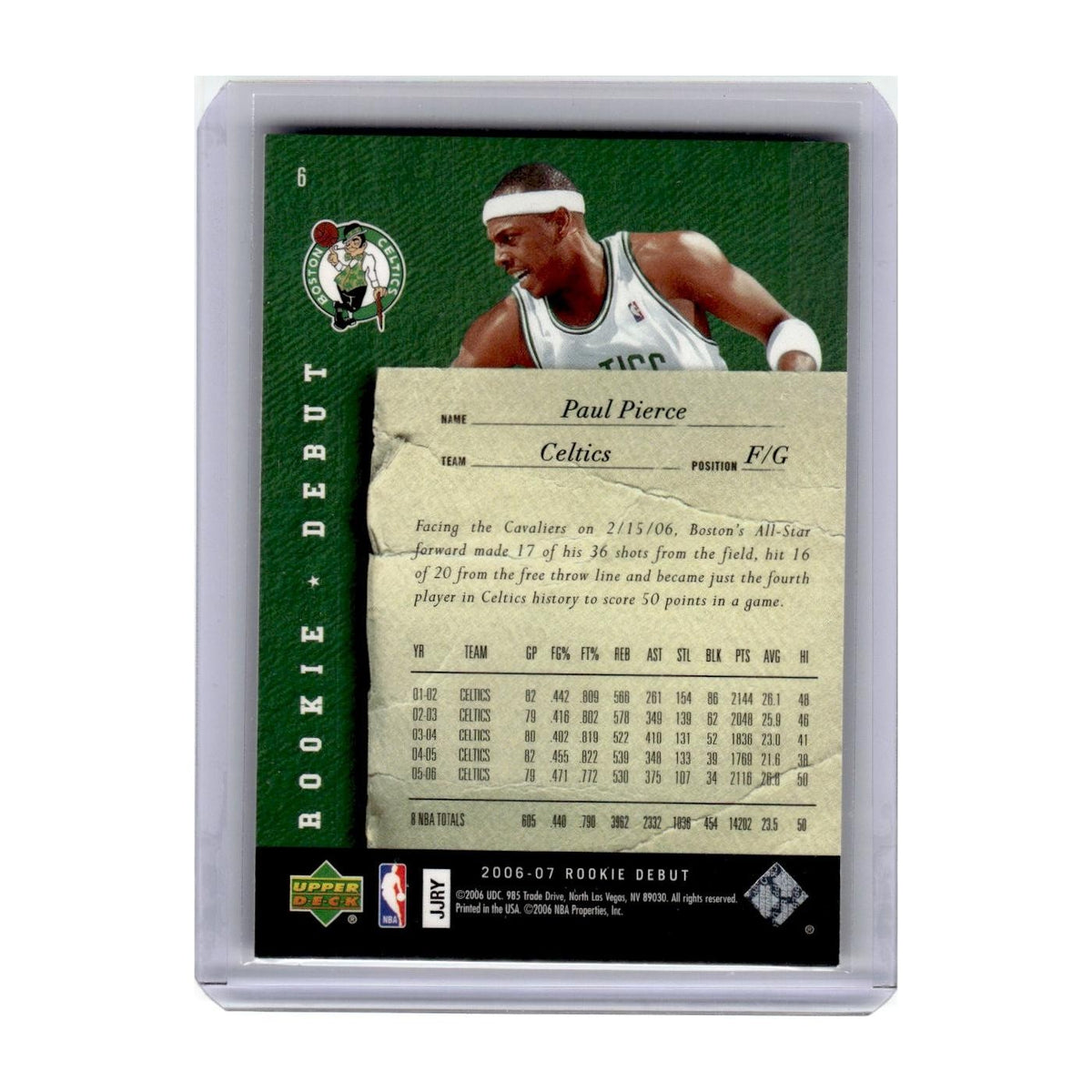 2006 Upper Deck Rookie Debut Paul Pierce Celtics #6