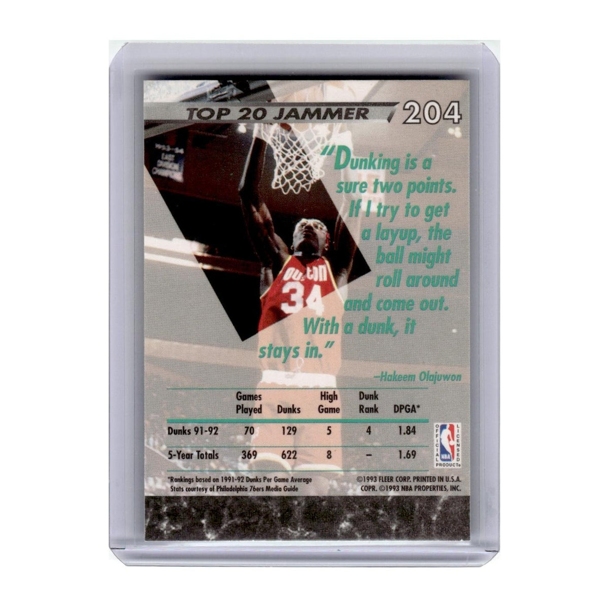 1993 Ultra Hakeem Olajuwon Rockets #204