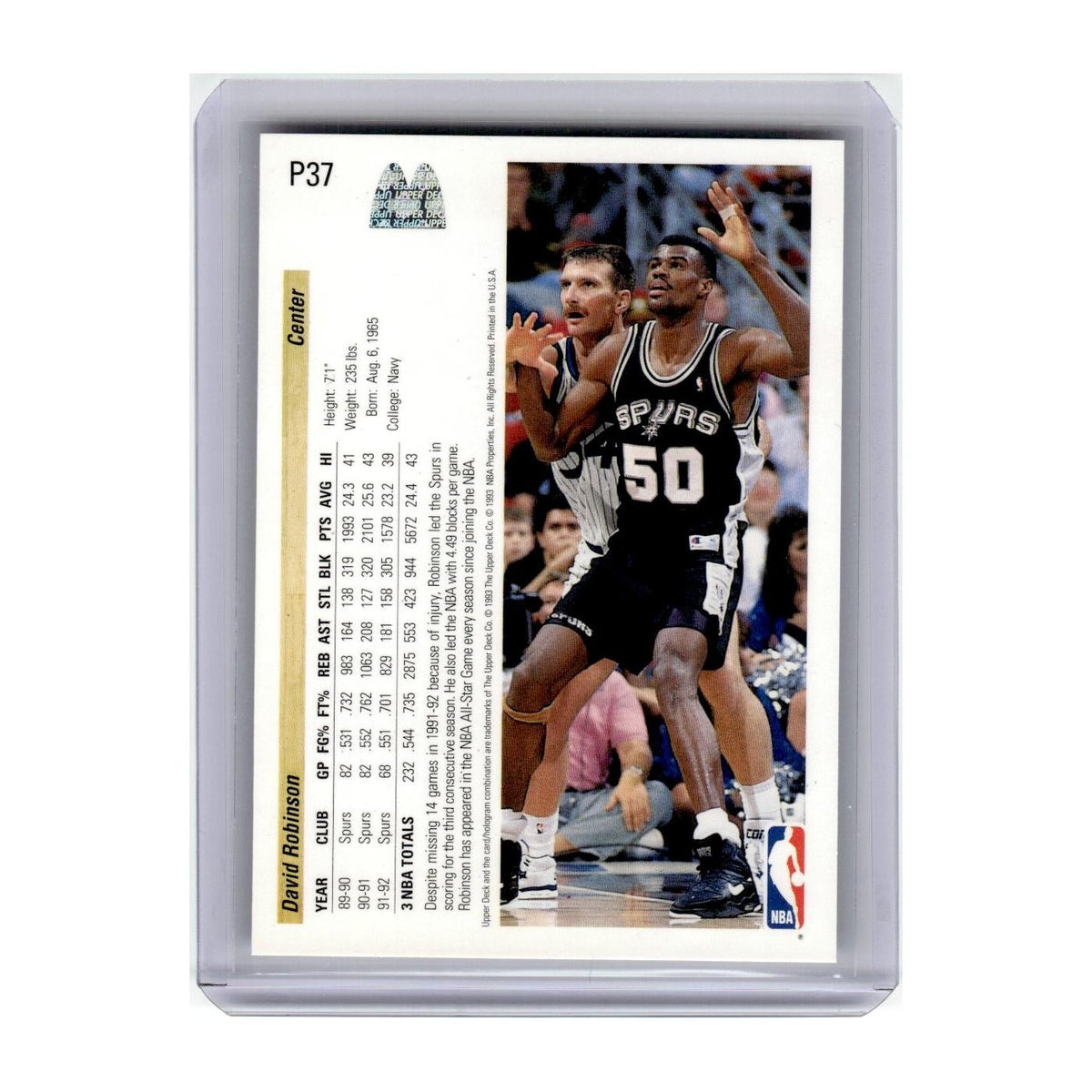 1992 Upper Deck McDonald's David Robinson Spurs #P37