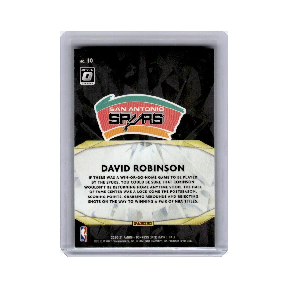 David Robinson 2020 Donruss Optic Winner Stays #10 San Antonio Spurs NM