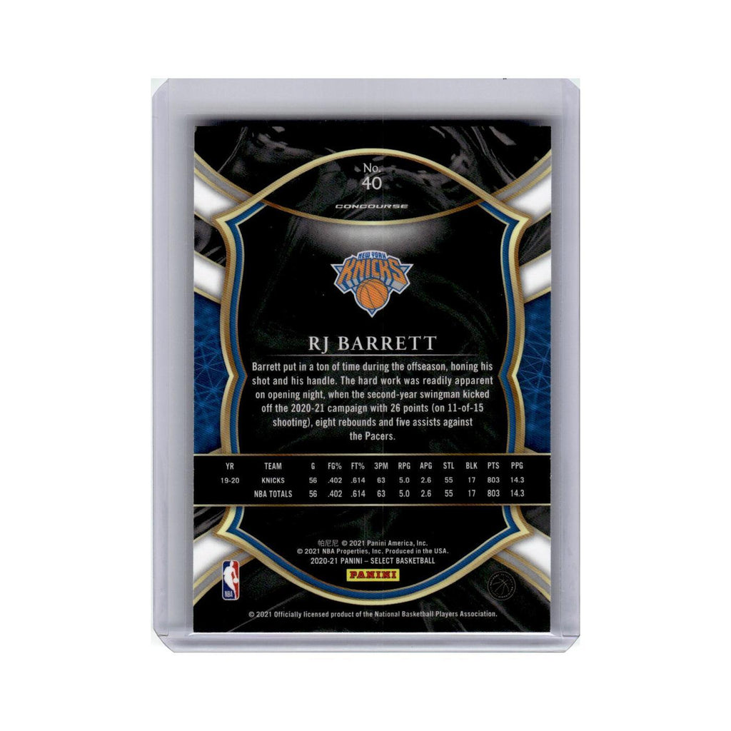 RJ Barrett 2020 Panini Select #40 New York Knicks Basketball Card NM