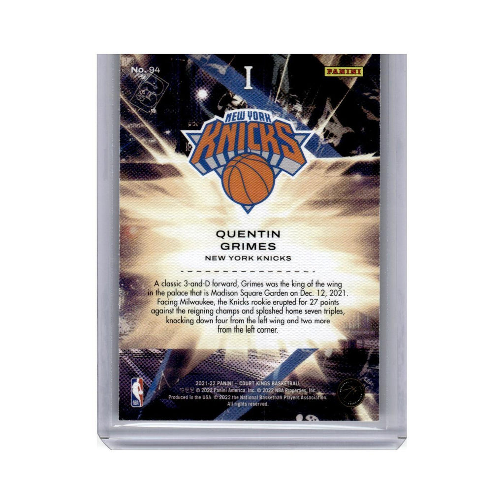 Quentin Grimes Rookie 2021 Panini Court Kings #94 New York Knicks NM