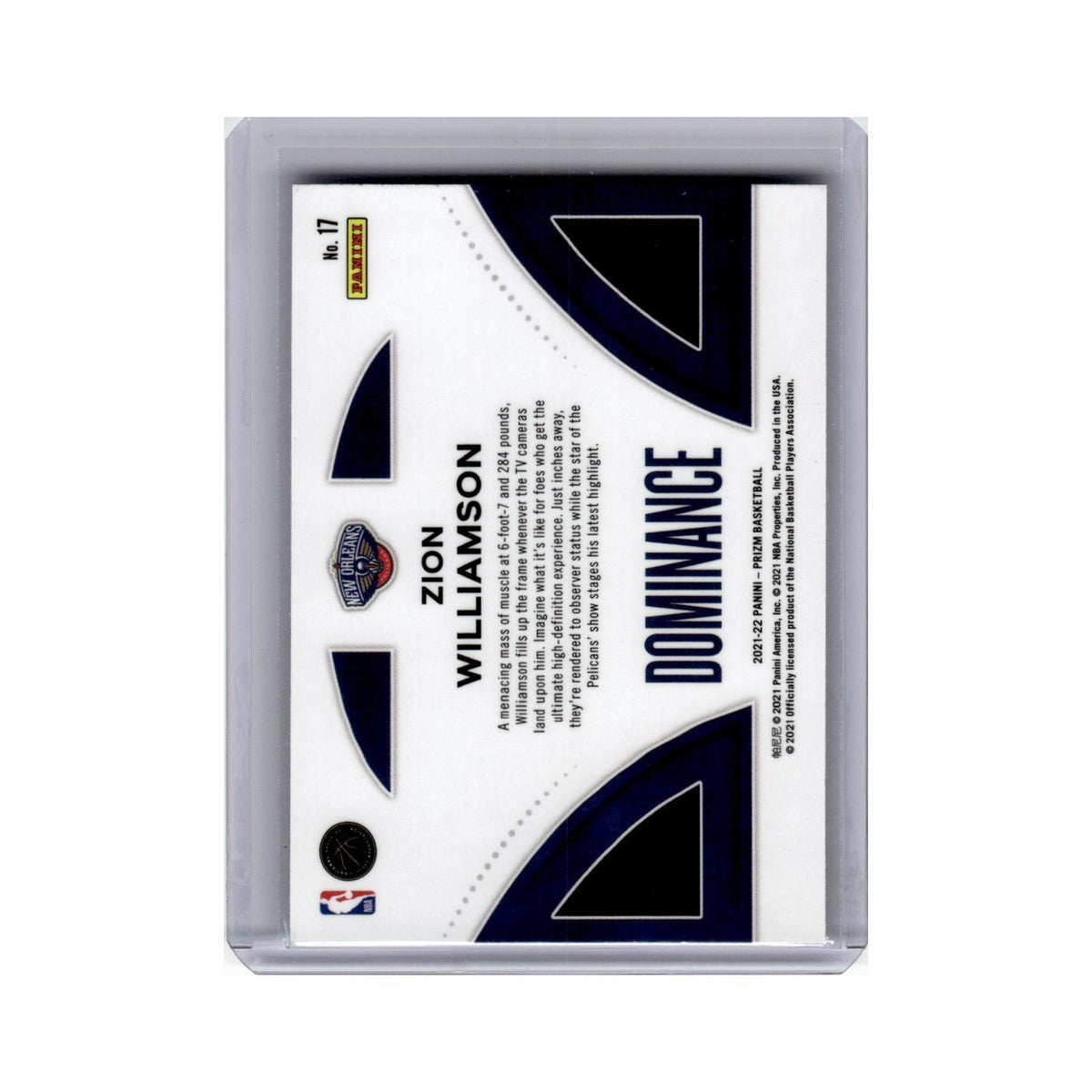 Zion Williamson 2021 Panini Prizm Dominance #17 New Orleans Pelicans NM