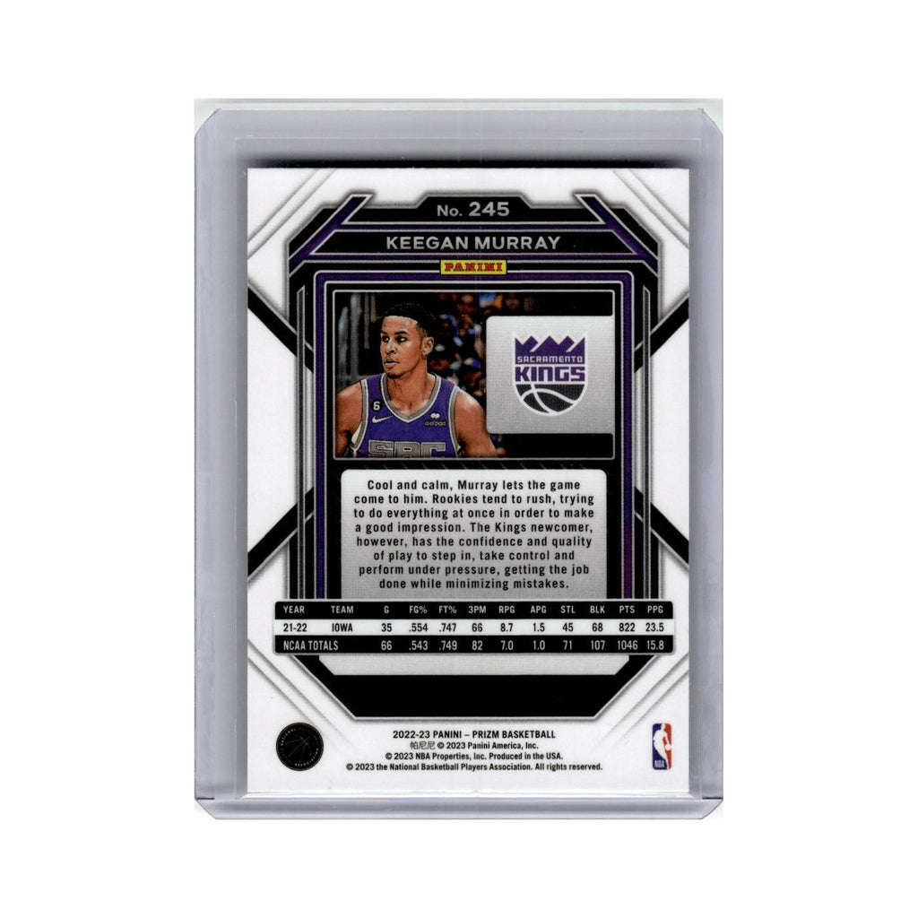 Keegan Murray Rookie 2022 Panini Prizm #245 Sacramento Kings Basketball Card NM