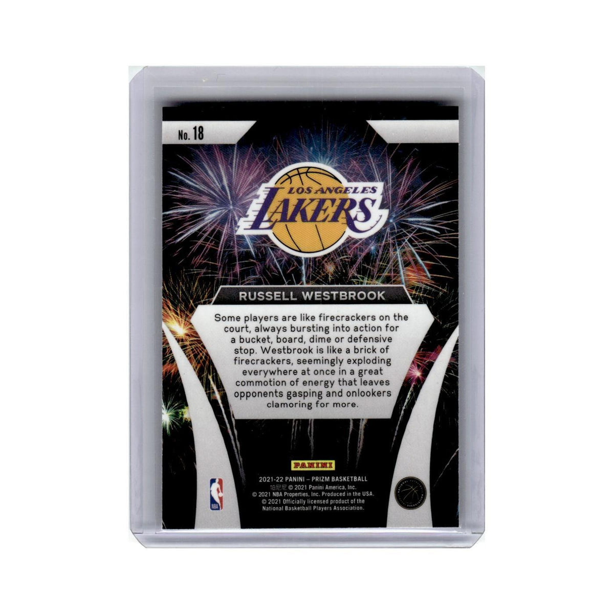 Russell Westbrook 2021 Panini Prizm Fireworks #18 Los Angeles Lakers NM