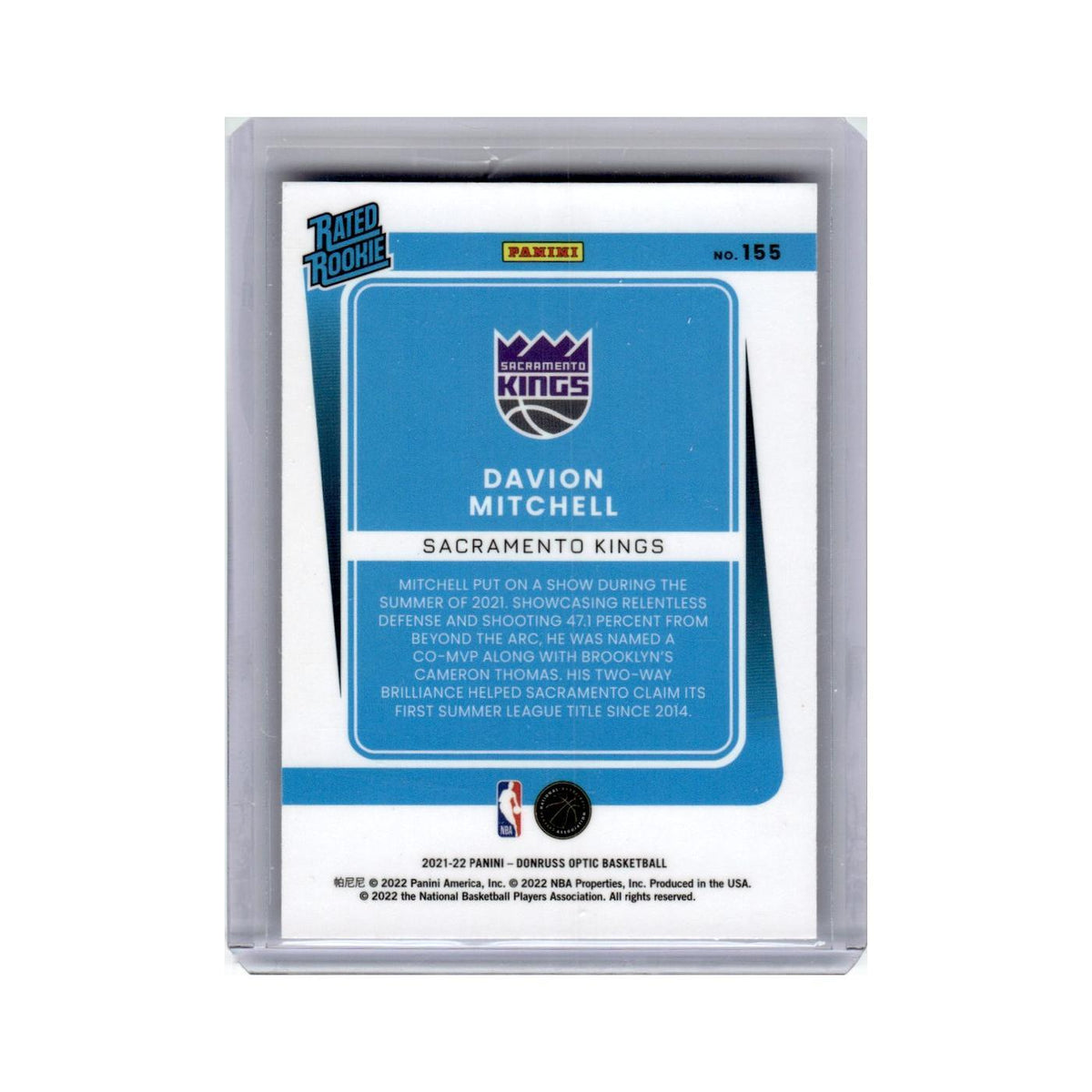 Davion Mitchell 2021 Donruss Optic Rated Rookie #155 Sacramento Kings NM